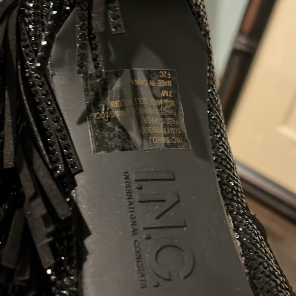 I.N.C. International Concepts Sahoj Western Fringe Booties, Black Bling NWOB sz7 - Picture 10 of 11